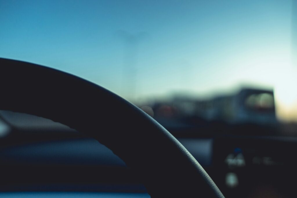 Driving: a blurred view from the driver's seat.